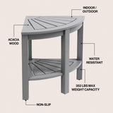 Maris 18" Classic Coastal Solid Acacia Wood Indoor/Outdoor Corner Shower Bench with Shelf