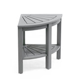 Maris 18" Classic Coastal Solid Acacia Wood Indoor/Outdoor Corner Shower Bench with Shelf