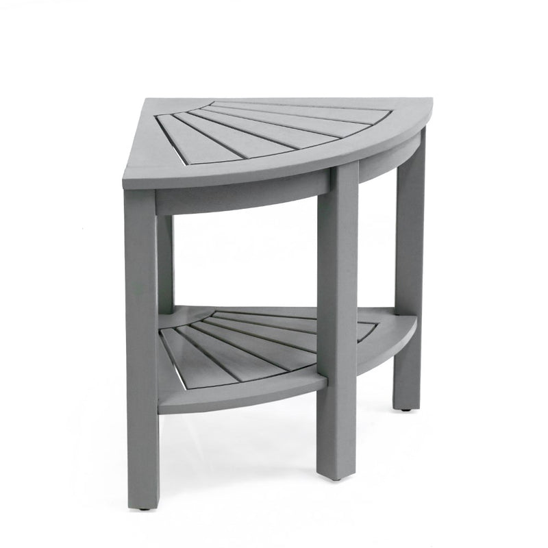 Maris 18" Classic Coastal Solid Acacia Wood Indoor/Outdoor Corner Shower Bench with Shelf