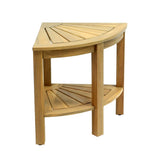 Maris 18" Classic Coastal Solid Acacia Wood Indoor/Outdoor Corner Shower Bench with Shelf