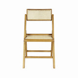 Theo Mid-Century Vintage Wood Rattan Folding Chair with Adjustable Back Set 2