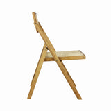 Theo Mid-Century Vintage Wood Rattan Folding Chair with Adjustable Back Set 2