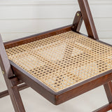 Theo Mid-Century Vintage Wood Rattan Folding Chair with Adjustable Back Set 2