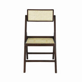 Theo Mid-Century Vintage Wood Rattan Folding Chair with Adjustable Back Set 2