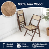Theo Mid-Century Vintage Wood Rattan Folding Chair with Adjustable Back Set 2