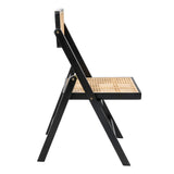 Theo Mid-Century Vintage Wood Rattan Folding Chair with Adjustable Back Set 2