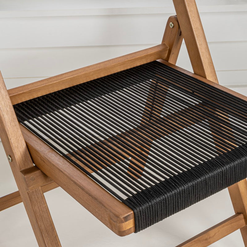 Theo Mid-Century Vintage Wood Rattan Folding Chair with Adjustable Back Set 2