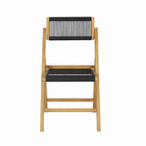 Theo Mid-Century Vintage Wood Rattan Folding Chair with Adjustable Back Set 2