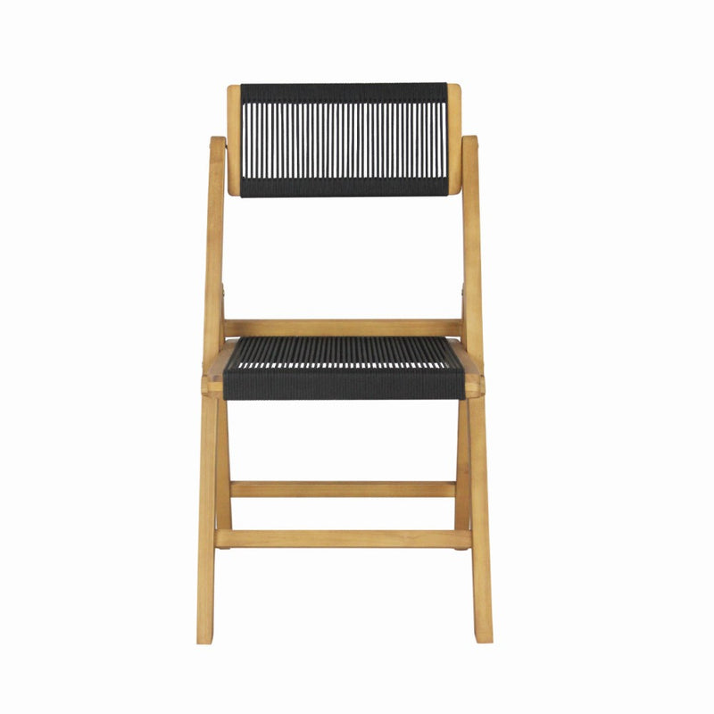 Theo Mid-Century Vintage Wood Rattan Folding Chair with Adjustable Back Set 2