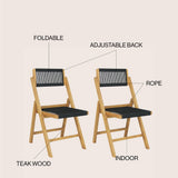 Theo Mid-Century Vintage Wood Rattan Folding Chair with Adjustable Back Set 2