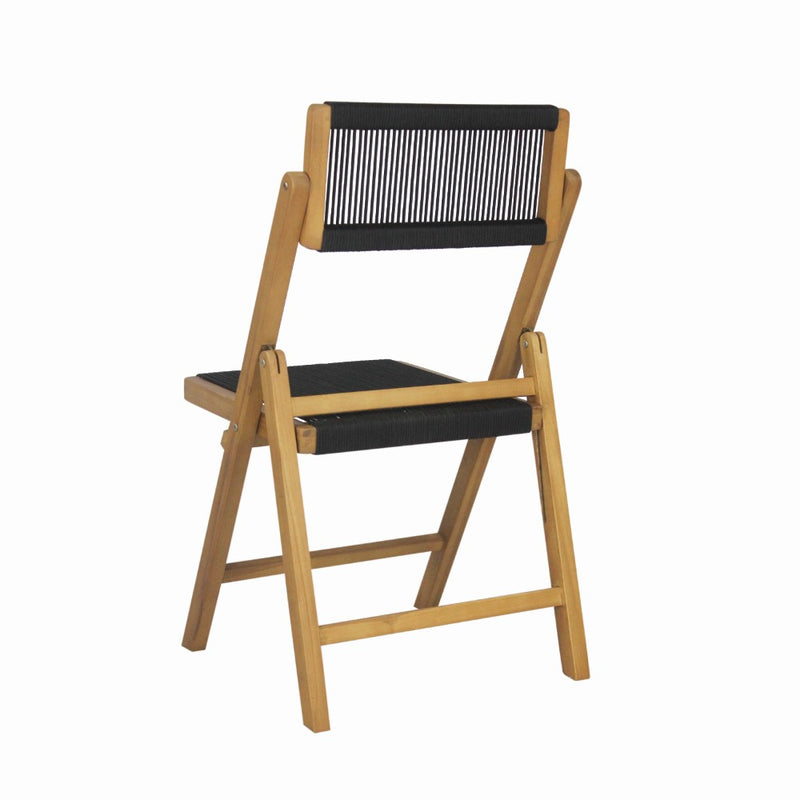 Theo Mid-Century Vintage Wood Rattan Folding Chair with Adjustable Back Set 2