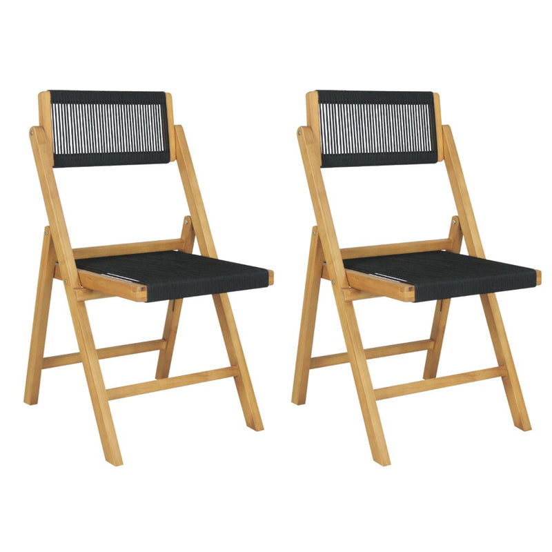 Theo Mid-Century Vintage Wood Rattan Folding Chair with Adjustable Back Set 2