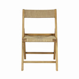 Kiawah Coastal Modern Wood Woven Seagrass Folding Chair Set 2