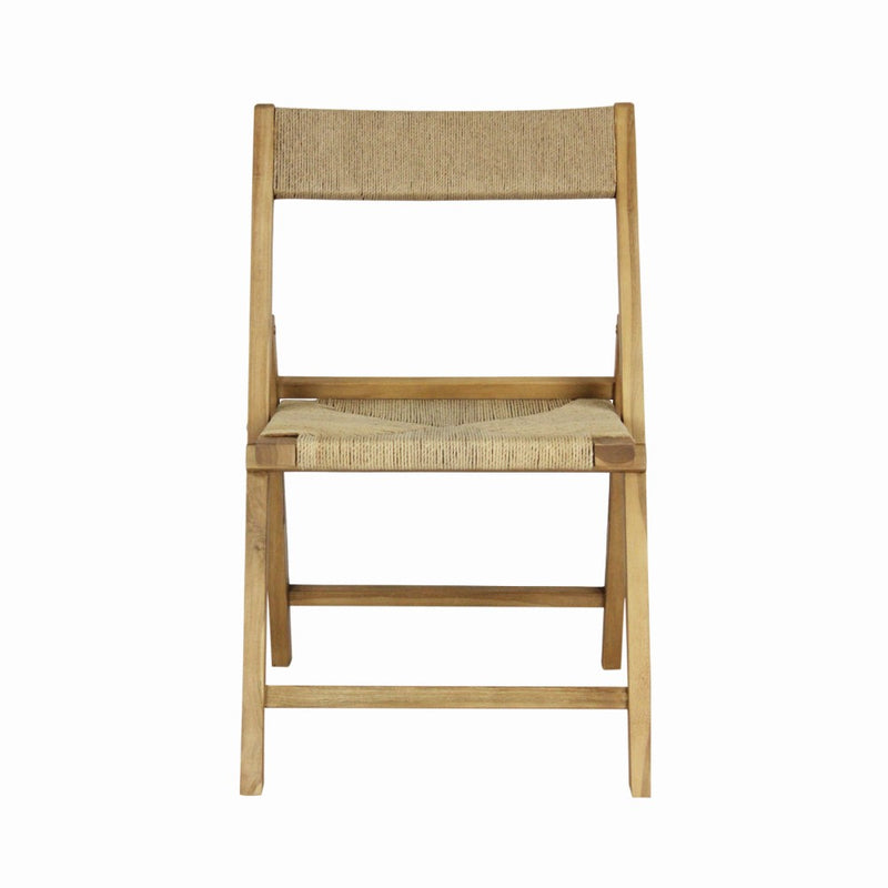 Kiawah Coastal Modern Wood Woven Seagrass Folding Chair Set 2