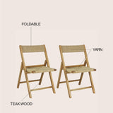 Kiawah Coastal Modern Wood Woven Seagrass Folding Chair Set 2
