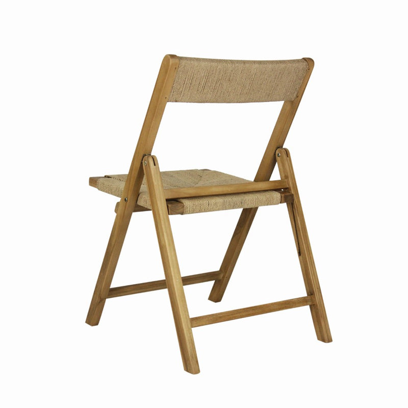 Kiawah Coastal Modern Wood Woven Seagrass Folding Chair Set 2