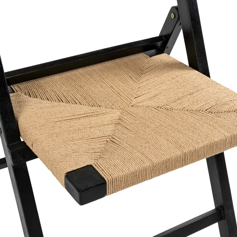 Kiawah Coastal Modern Wood Woven Seagrass Folding Chair Set 2