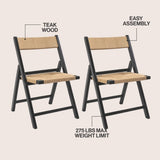 Kiawah Coastal Modern Wood Woven Seagrass Folding Chair Set 2