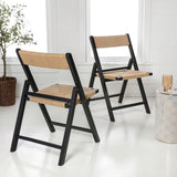 Kiawah Coastal Modern Wood Woven Seagrass Folding Chair Set 2