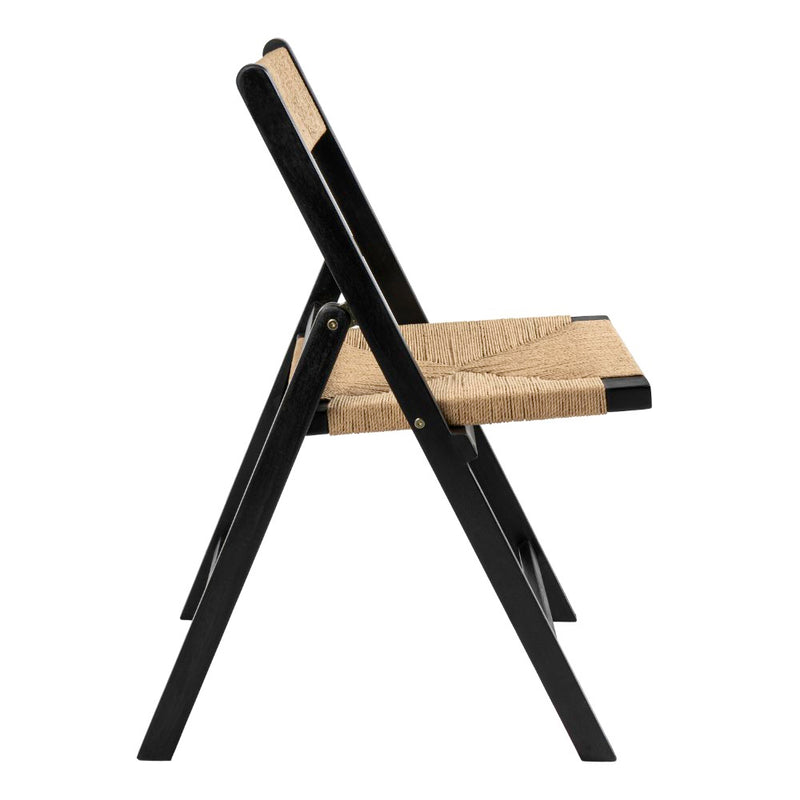Kiawah Coastal Modern Wood Woven Seagrass Folding Chair Set 2