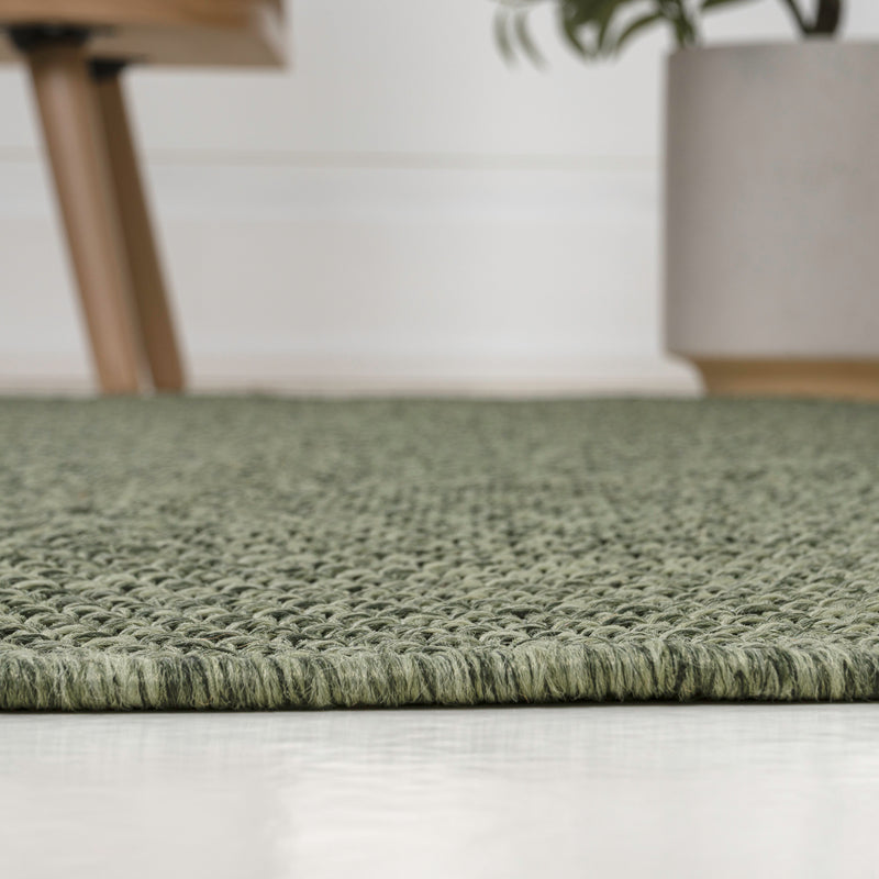 Solana Boho Easy Jute Rustic Solid Color Area Rug - Green