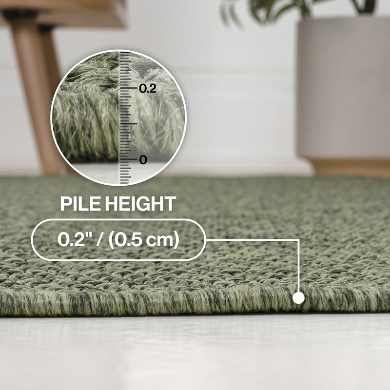 Solana Boho Easy Jute Rustic Solid Color Area Rug - Green
