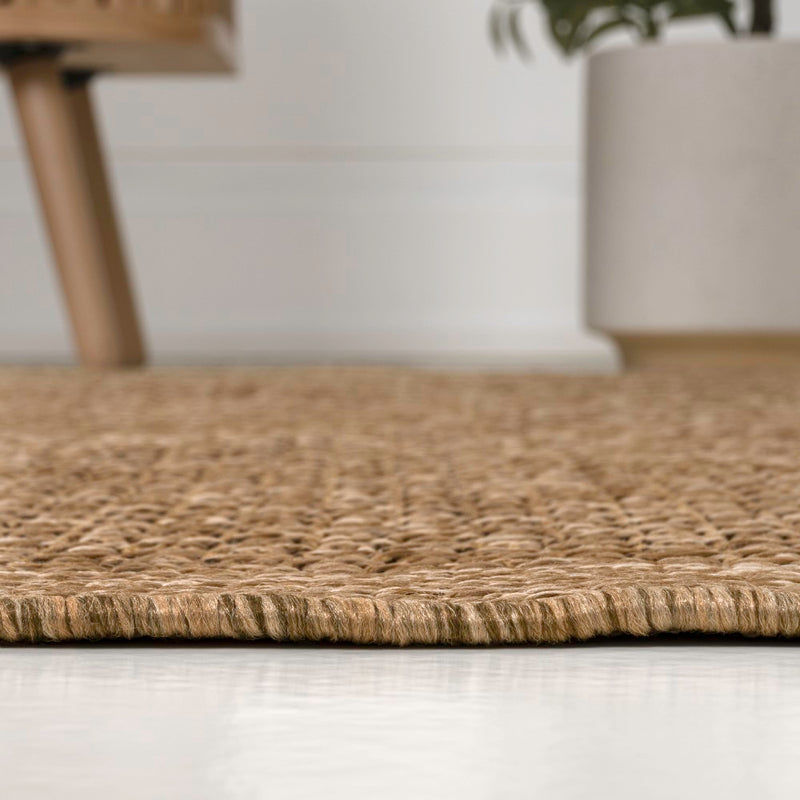 Luma Boho Easy Jute Coastal Border Solid Color Area Rug