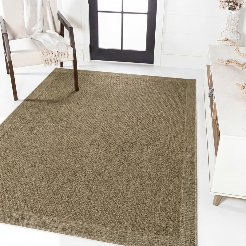 Luma Boho Easy Jute Coastal Border Solid Color Area Rug
