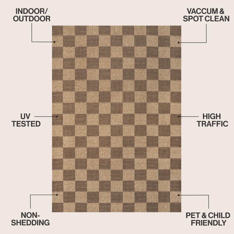 Mason Easy Jute Geometric Boho Checker Weave Area Rug