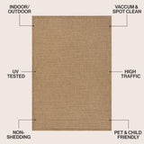 Maxine Easy Jute Contemporary Border Boho Fine Rib Weave Area Rug