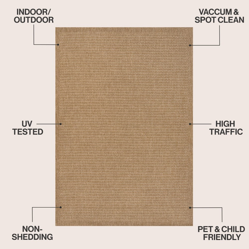 Maxine Easy Jute Contemporary Border Boho Fine Rib Weave Area Rug