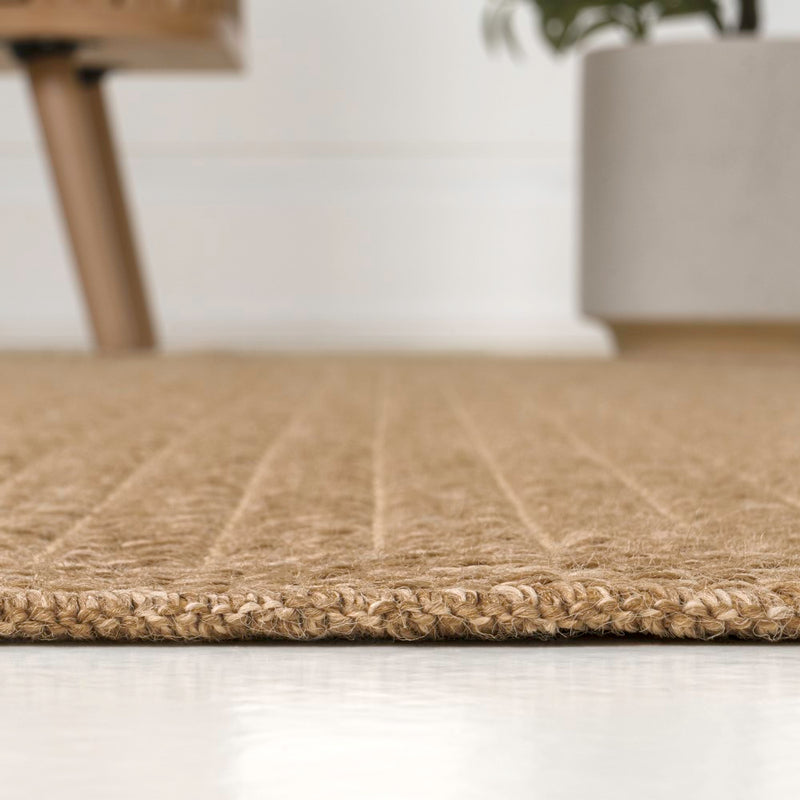Maxine Easy Jute Contemporary Border Boho Fine Rib Weave Area Rug