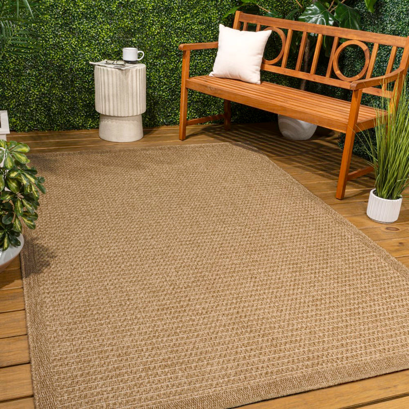 Maxine Easy Jute Contemporary Border Boho Fine Rib Weave Area Rug