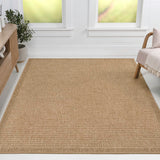 Maxine Easy Jute Contemporary Border Boho Fine Rib Weave Area Rug