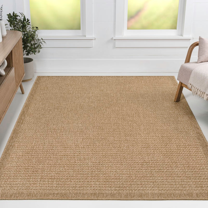 Maxine Easy Jute Contemporary Border Boho Fine Rib Weave Area Rug