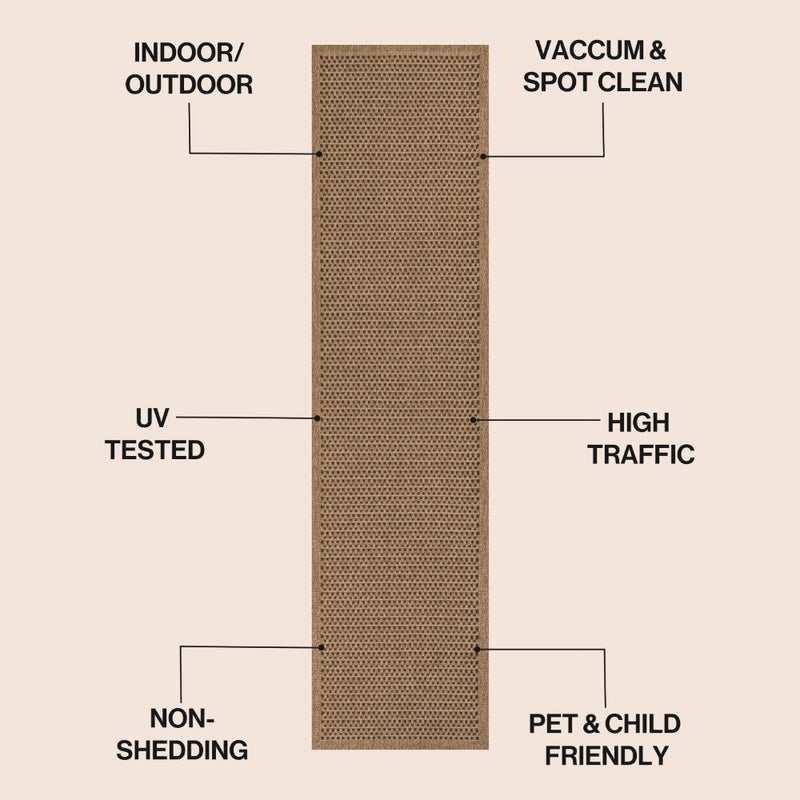 Maxine Easy Jute Contemporary Border Boho Fine Rib Weave Area Rug