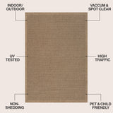 Maxine Easy Jute Contemporary Border Boho Fine Rib Weave Area Rug