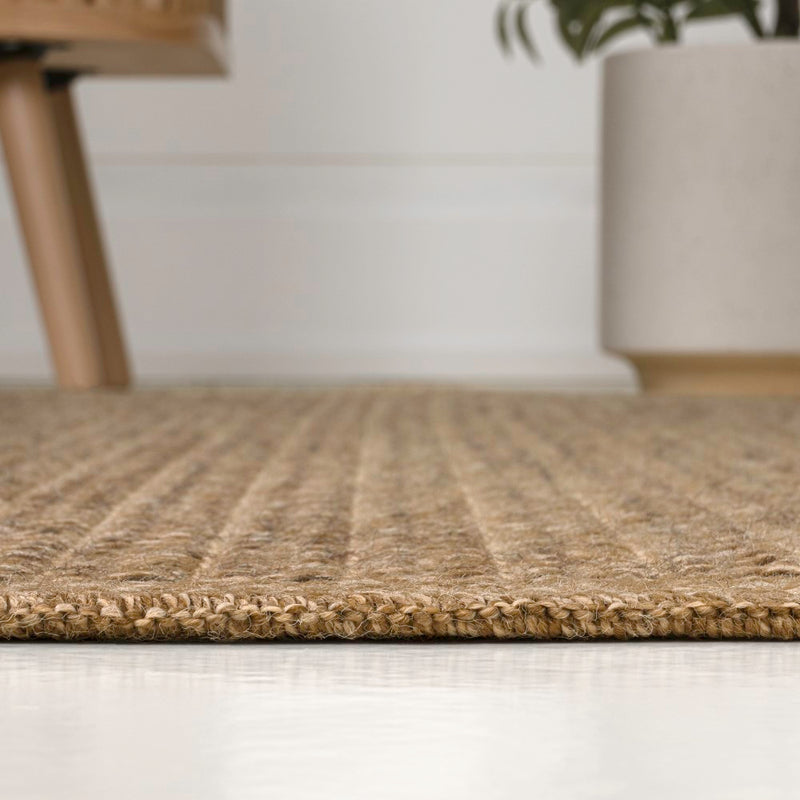 Maxine Easy Jute Contemporary Border Boho Fine Rib Weave Area Rug