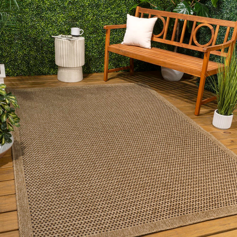 Maxine Easy Jute Contemporary Border Boho Fine Rib Weave Area Rug