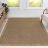 Maxine Easy Jute Contemporary Border Boho Fine Rib Weave Area Rug