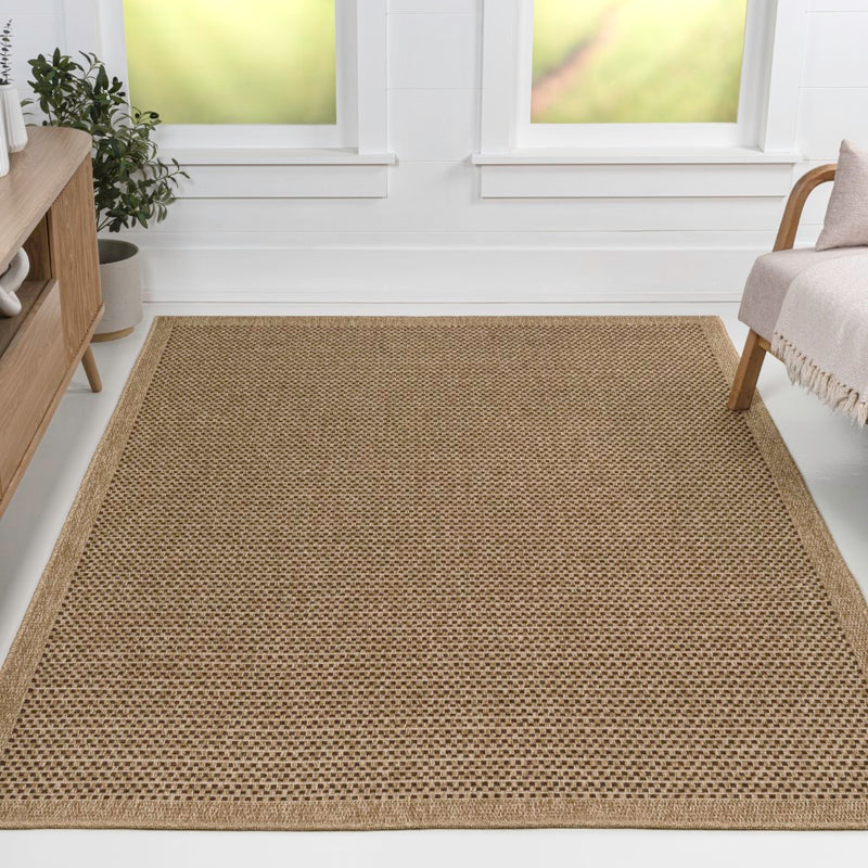 Maxine Easy Jute Contemporary Border Boho Fine Rib Weave Area Rug