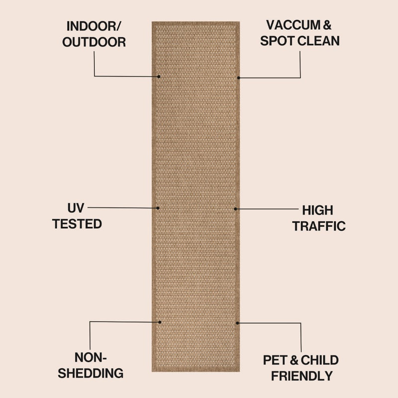 Maxine Easy Jute Contemporary Border Boho Fine Rib Weave Area Rug