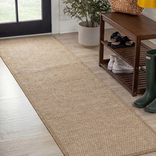 Maxine Easy Jute Contemporary Border Boho Fine Rib Weave Area Rug