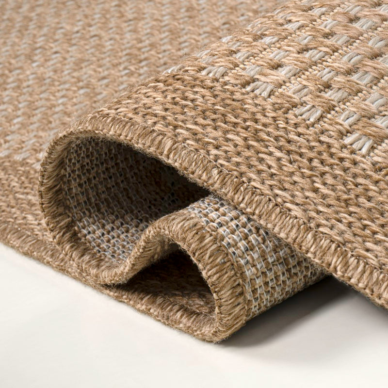 Maxine Easy Jute Contemporary Border Boho Fine Rib Weave Area Rug