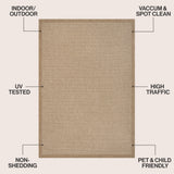 Maxine Easy Jute Contemporary Border Boho Fine Rib Weave Area Rug