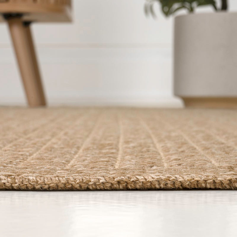 Maxine Easy Jute Contemporary Border Boho Fine Rib Weave Area Rug