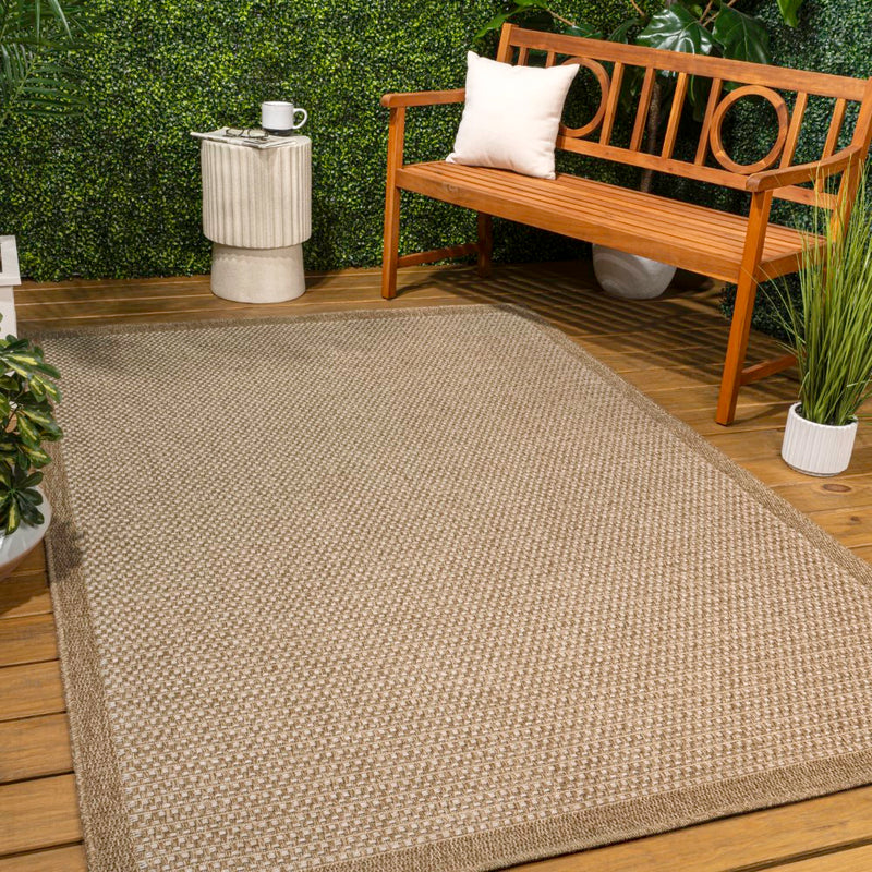 Maxine Easy Jute Contemporary Border Boho Fine Rib Weave Area Rug