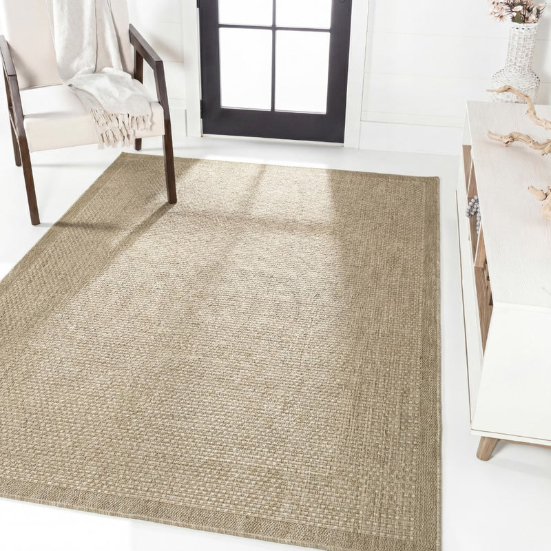 Maxine Easy Jute Contemporary Border Boho Fine Rib Weave Area Rug