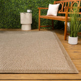 Maxine Easy Jute Contemporary Border Boho Fine Rib Weave Area Rug