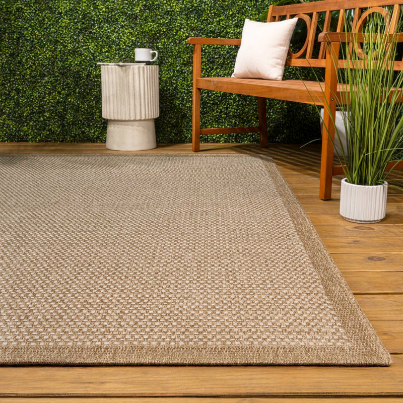 Maxine Easy Jute Contemporary Border Boho Fine Rib Weave Area Rug